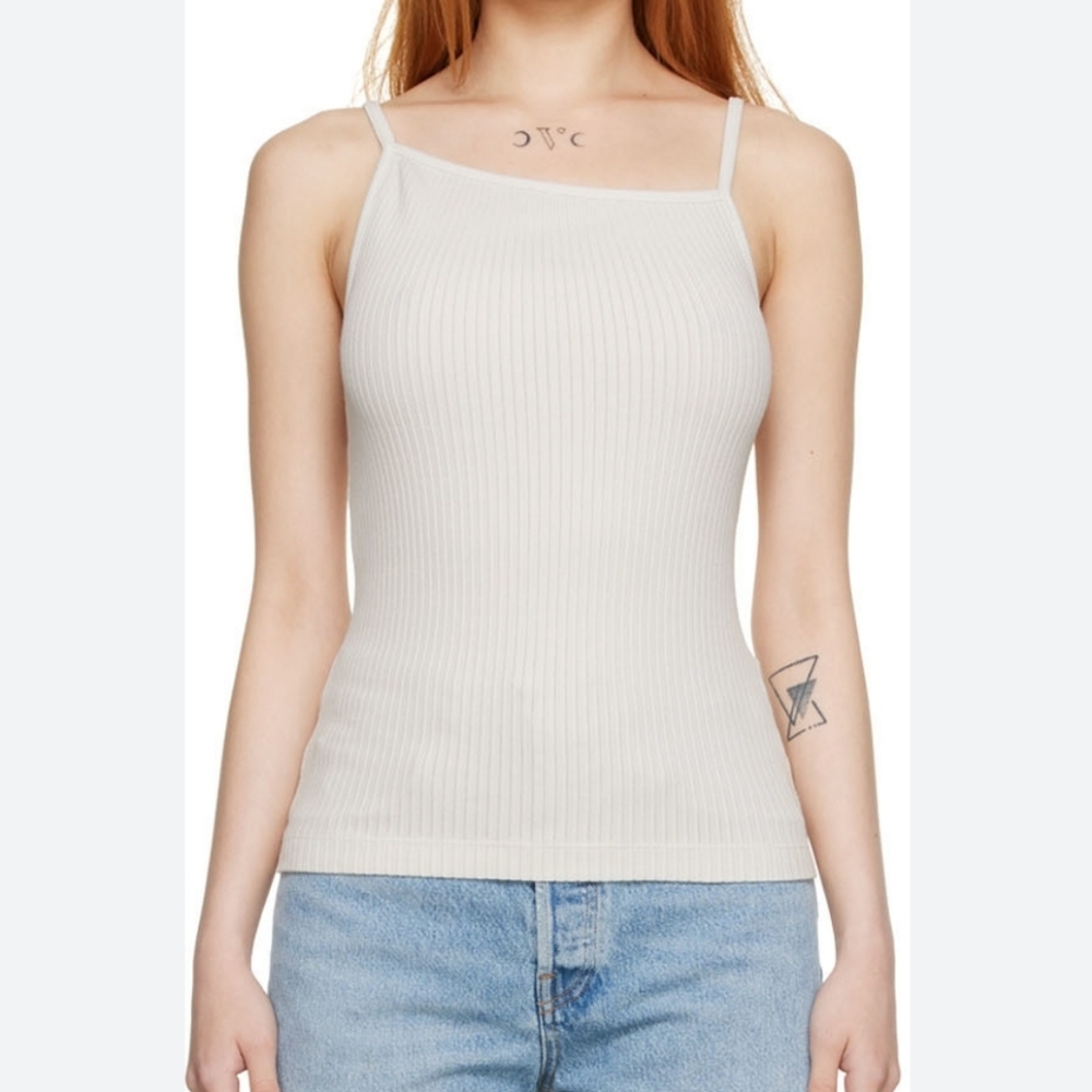 Agolde Cream Ribbed Tank Top